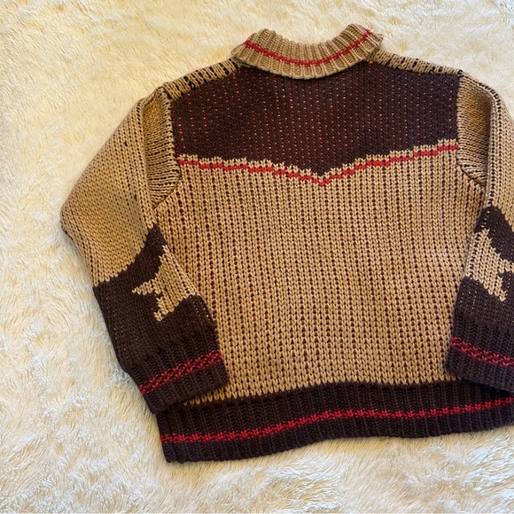 Western Design Rodeo Horse Cowichan Knit Traditional Zip Front Sweater - Picture 4 of 7